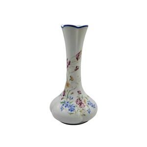 Vintage Rochard Limoges France Wild Flower Floral Porcelain 7" Bulb Vase